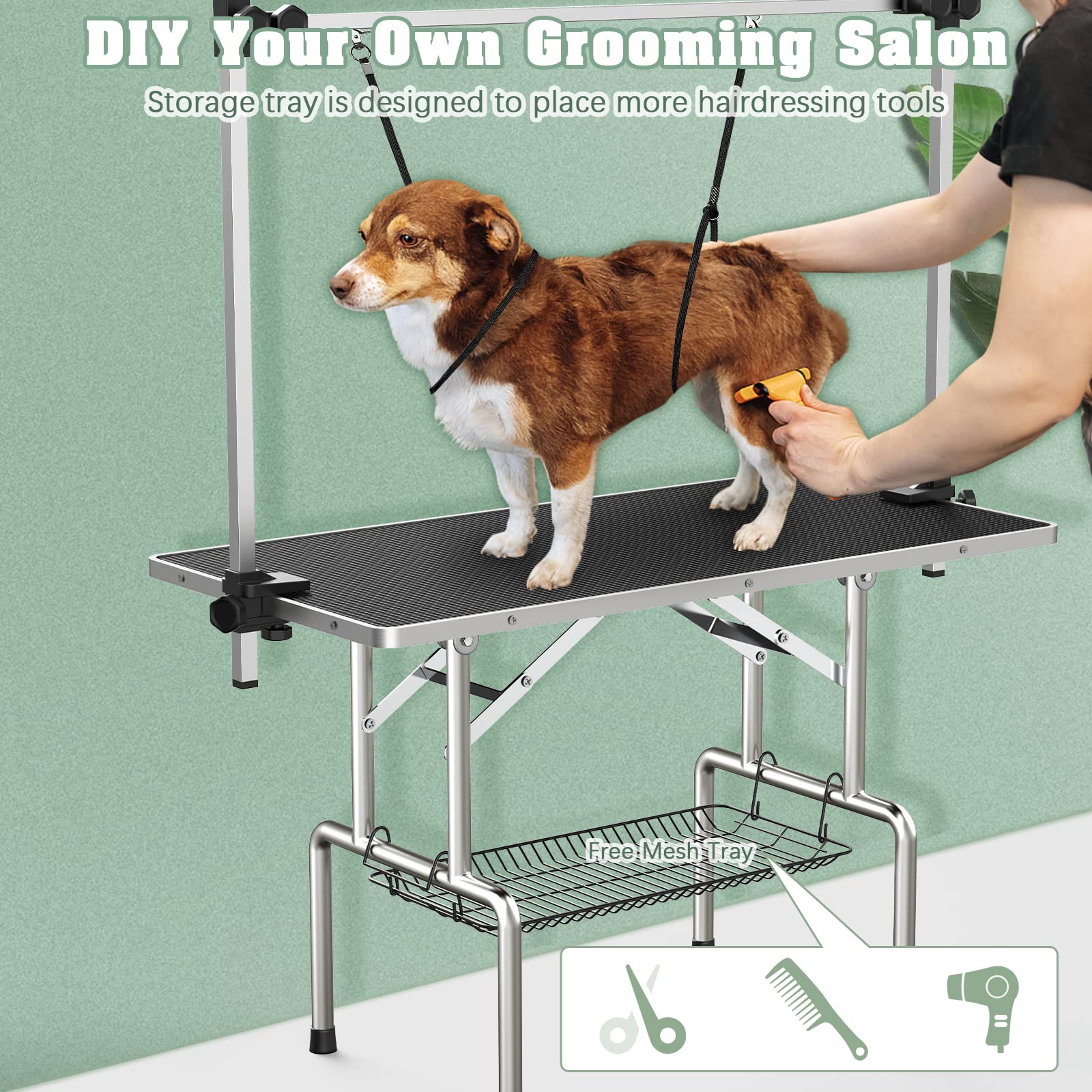 Lyromix table with weight capacity up to 330 pounds for larger dogs.