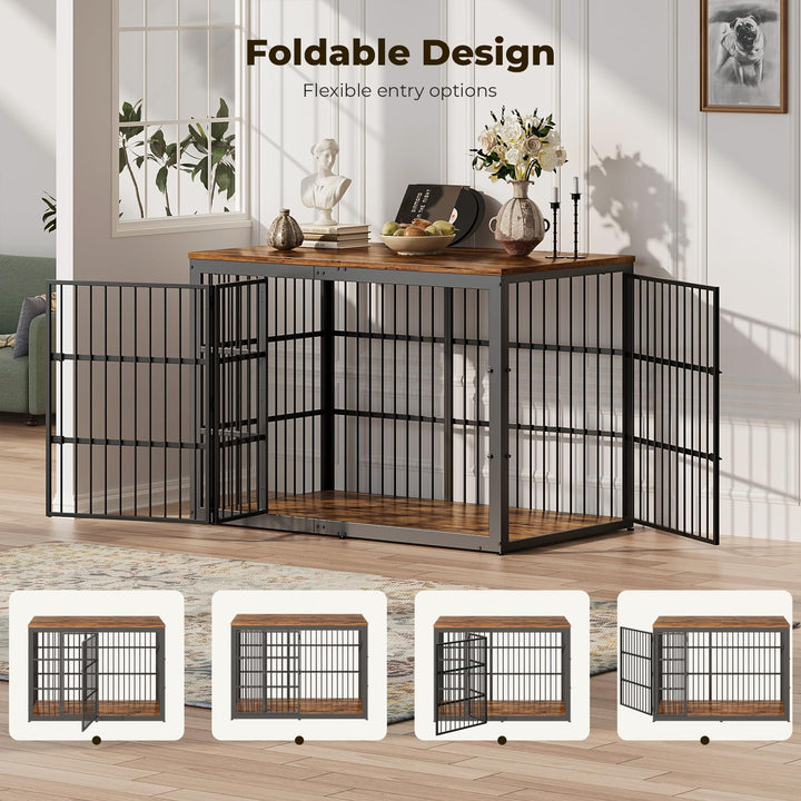 Lyromix wooden end-table kennel top view showing space-saving design