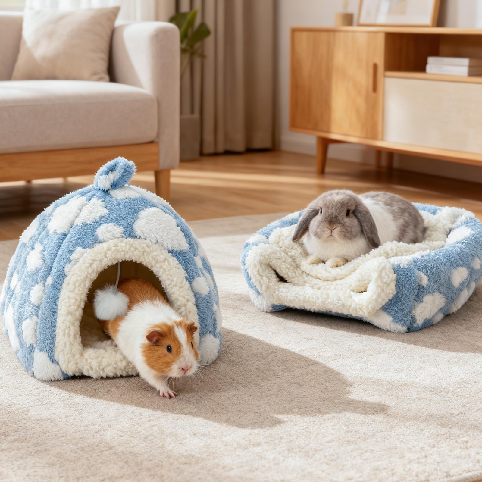 LyssKMK Bunny Bed wide entrance eases hopping for small pets.