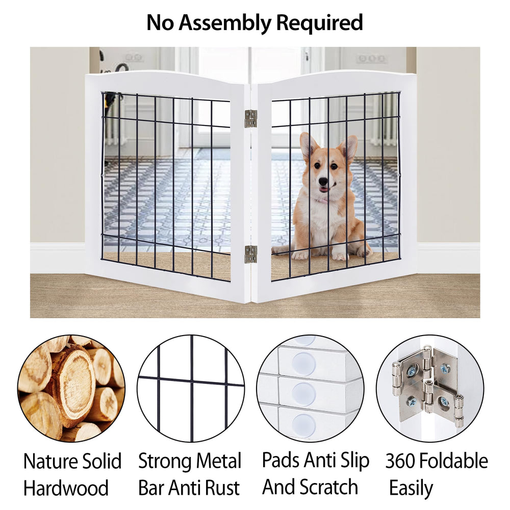 LZRS 2-panel wood dog gate durable construction for stairs and doorways