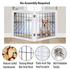 LZRS 2-panel wood dog gate durable construction for stairs and doorways