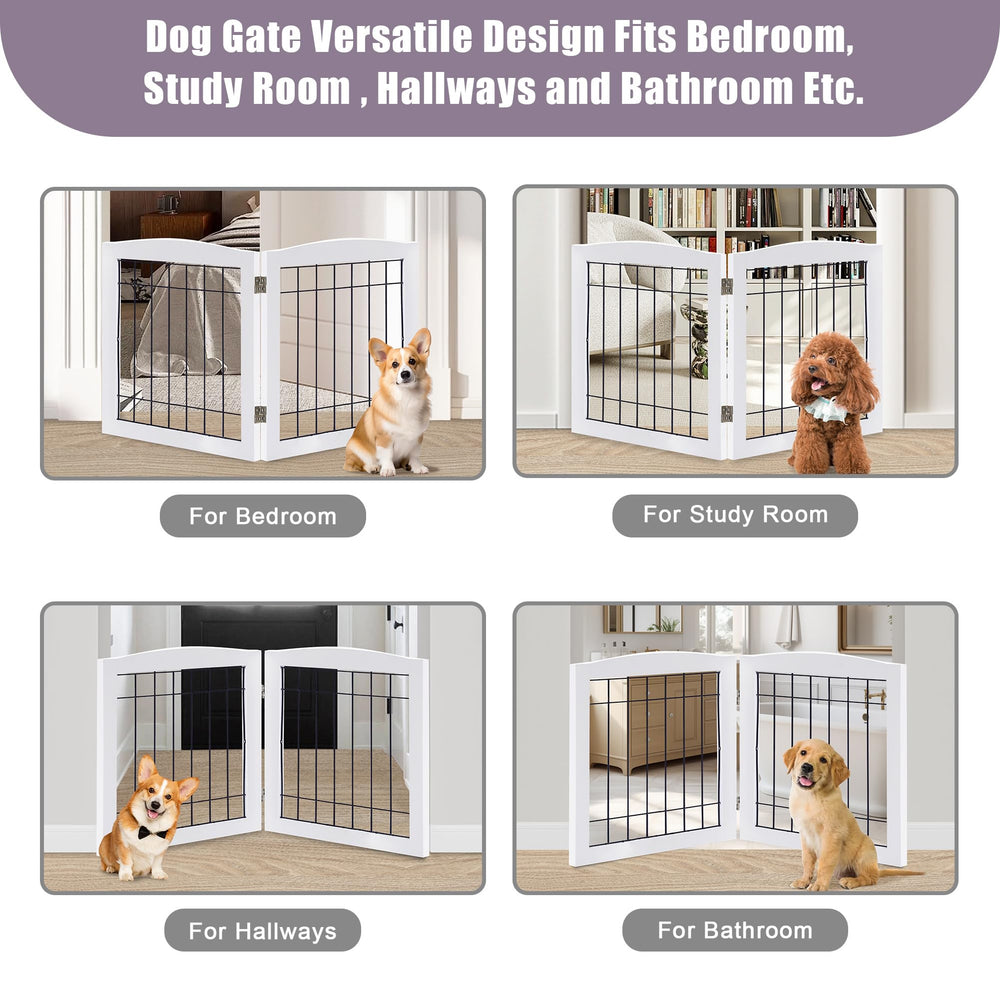 LZRS 2-panel wood dog gate safely contains small pets like cats and rabbits