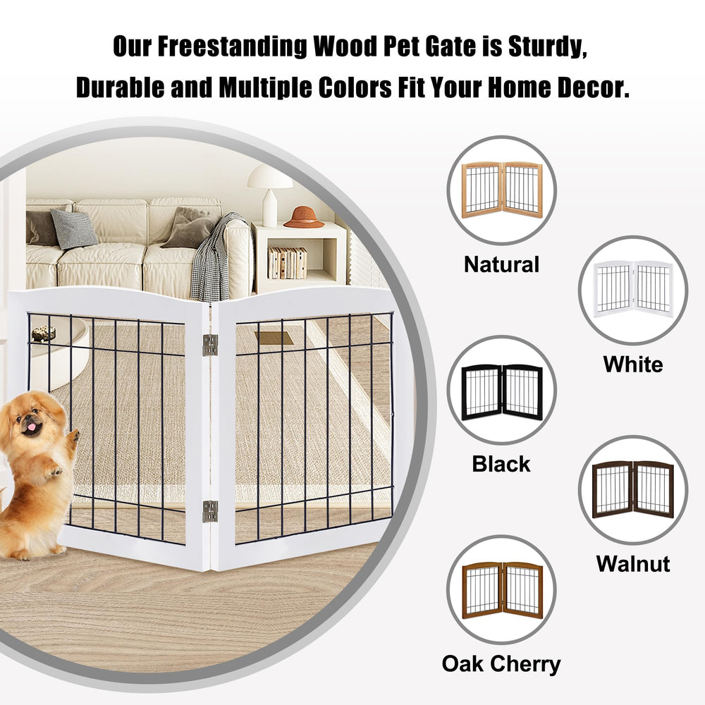 LZRS 2-panel wood dog gate versatile hinge system for multiple angles
