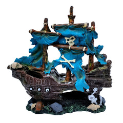 M2cbridge blue pirate shipwreck decoration with fish hiding cave in the tank