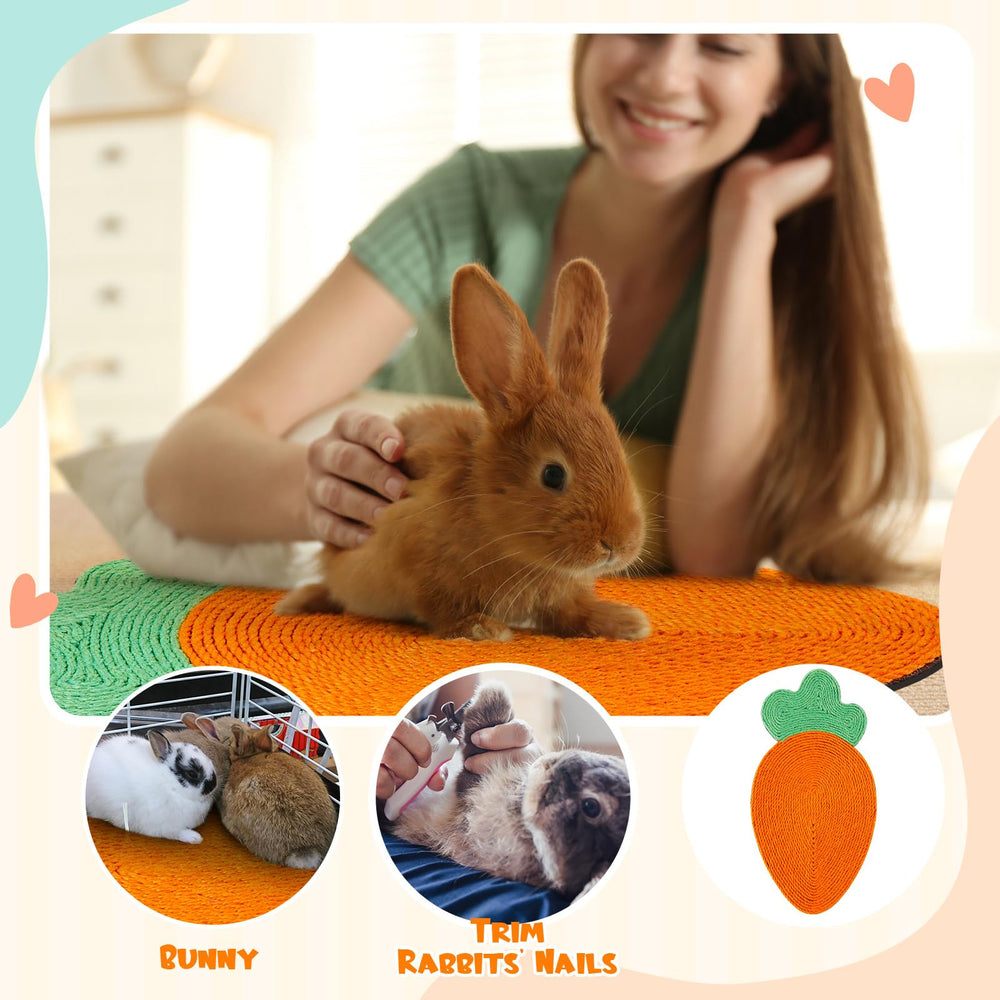 Maasechs hemp rope scratch pad provides a durable chew-and-scratch toy for rabbits.