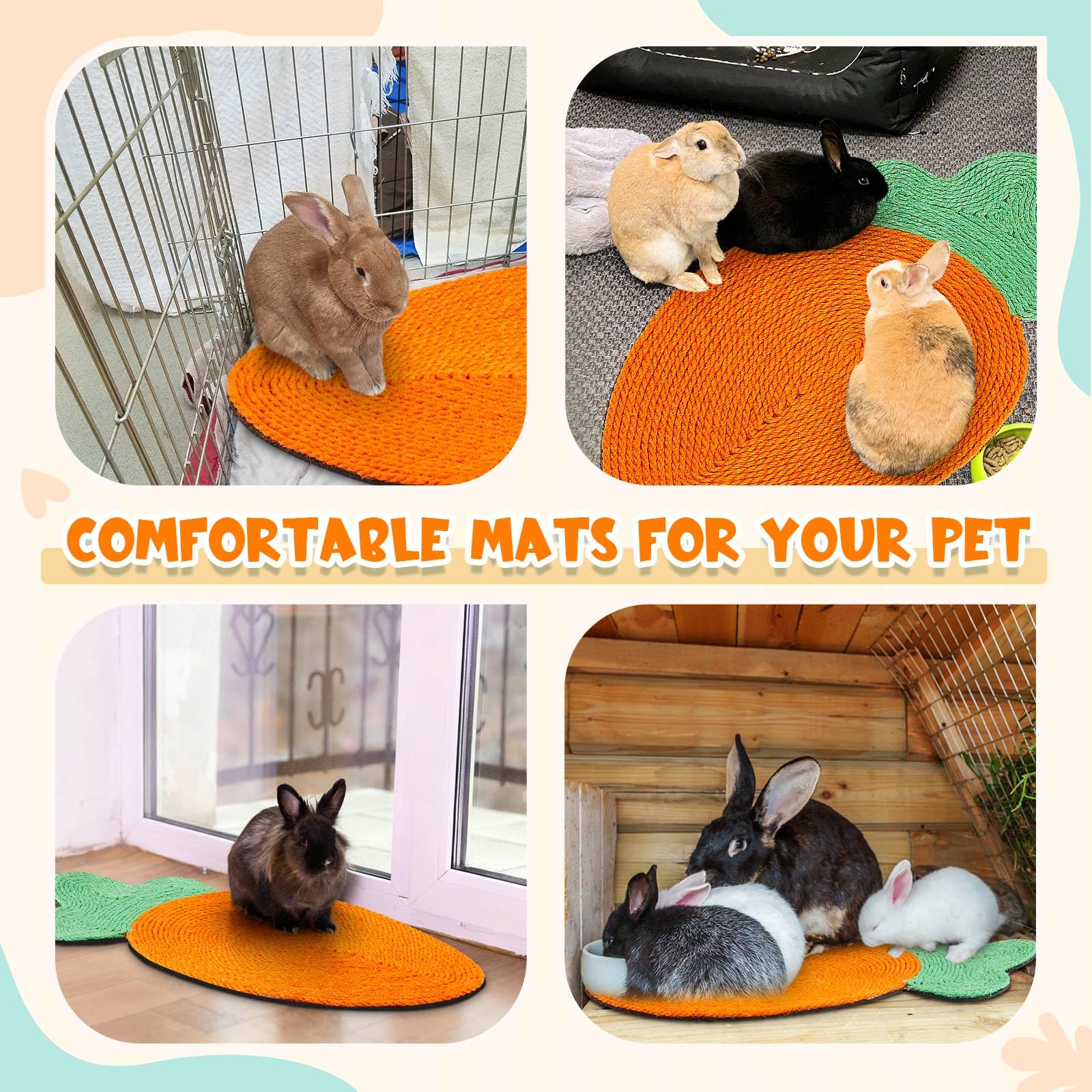 Maasechs rabbit nesting sleeping mat creates a cozy resting area inside the hutch or on the floor.