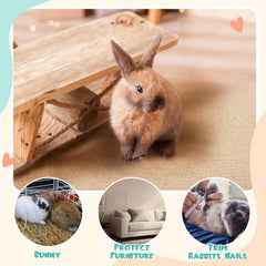 Maasechs rabbit scratch mat used as chewing toy and nail-trimming aid.