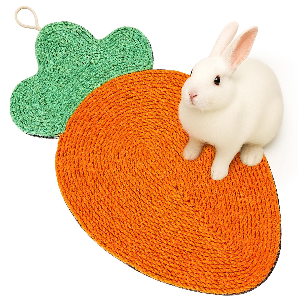 Maasechs rabbit scratching pad in carrot shape offers a safe, engaging scratching surface for rabbits.