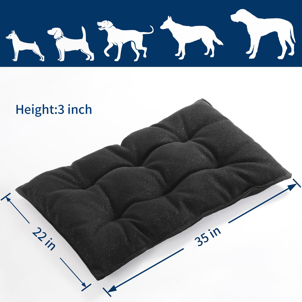 MABOZOO large black dog bed in living room setting.