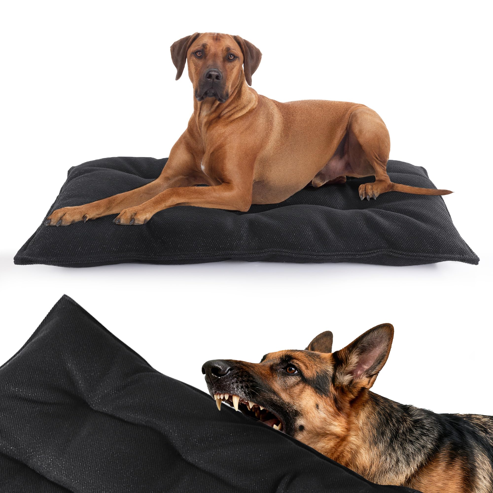 MABOZOO chew-proof bed in black, 28x41 for tough chewers.