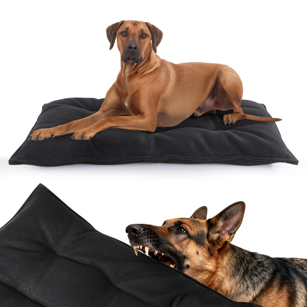 MABOZOO dog bed indestructible fabric close-up shows bite-proof texture for durability.