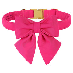 M MACA BATES hot pink dog collar with bow tie for stylish everyday wear