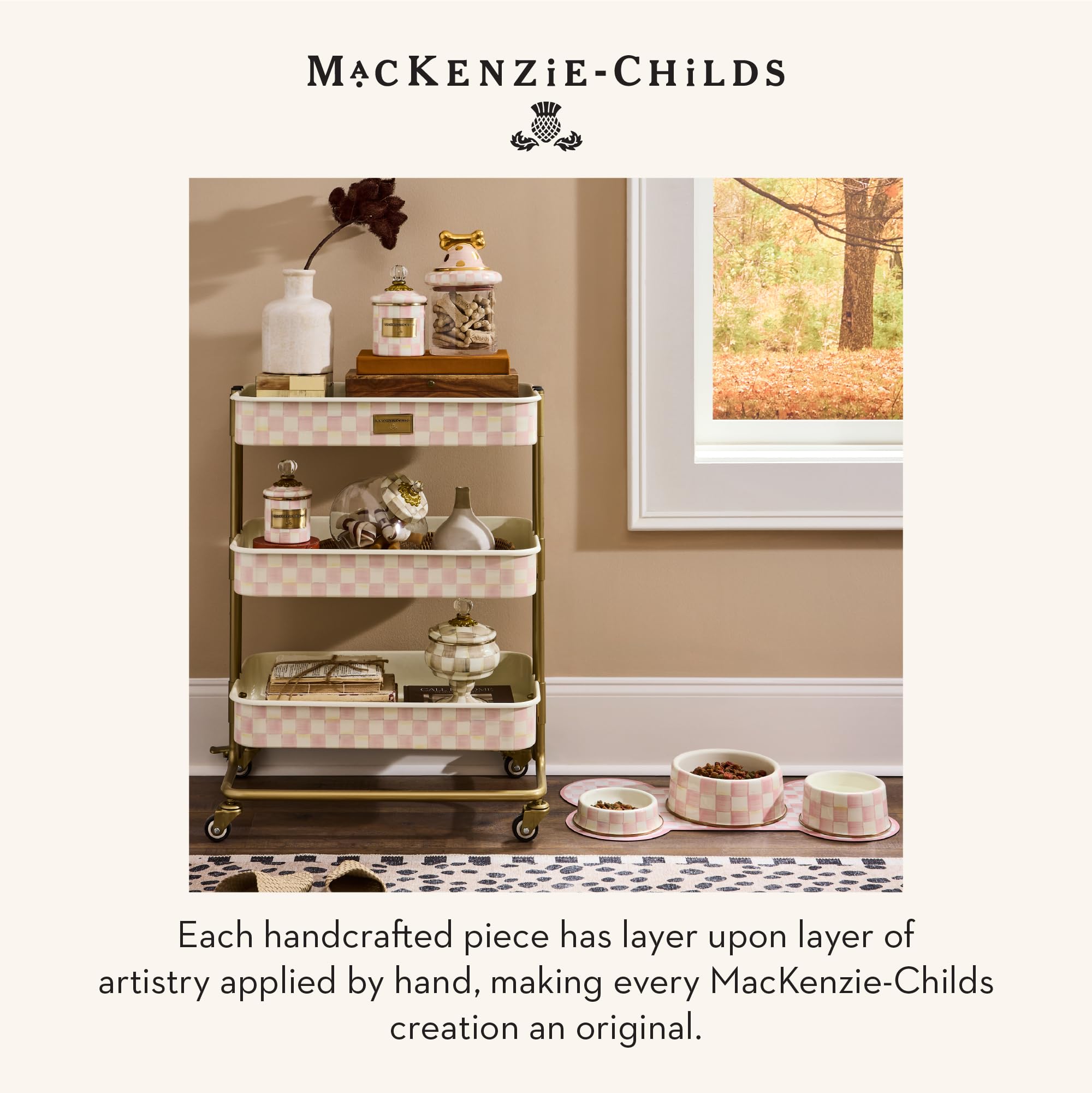 MacKenzie-Childs Rosy Check for kitchen and home use versatility.