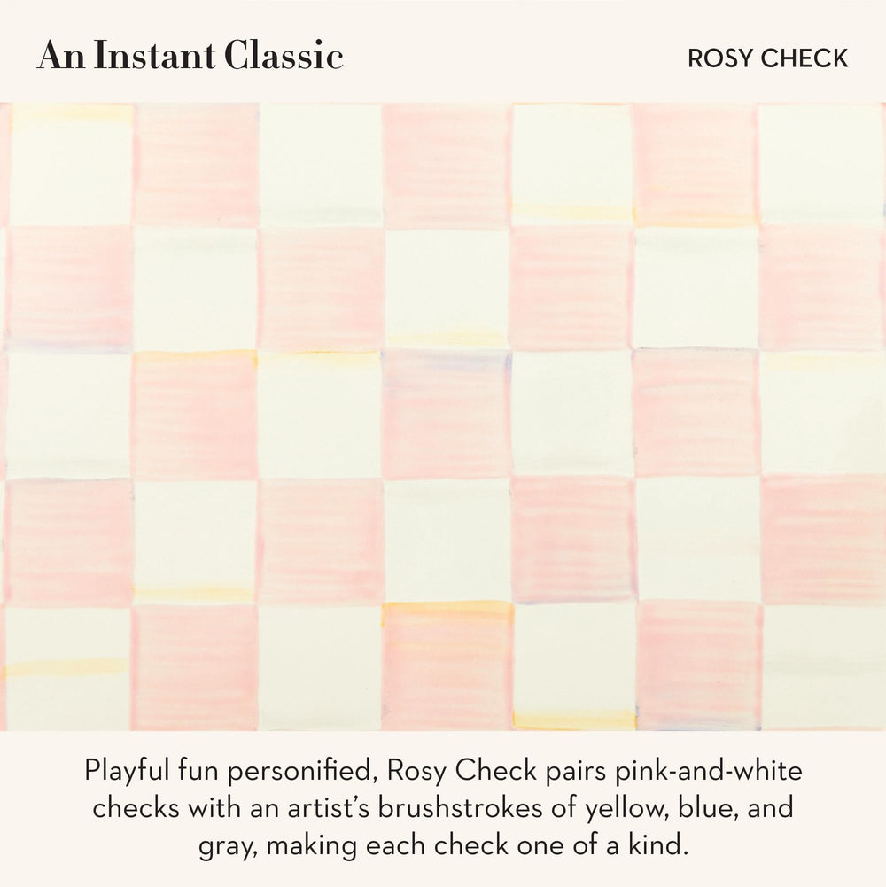 MacKenzie-Childs Rosy Check bowl with food demonstrates everyday practicality and style.