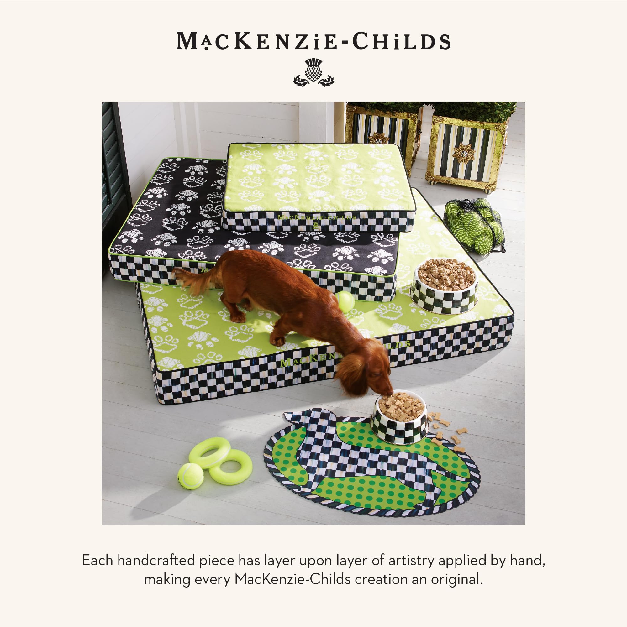 Mackenzie-Childs gift-ready pet dish ideal for housewarmings