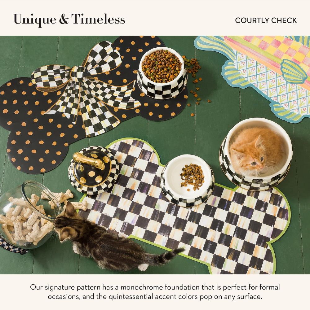 Mackenzie-Childs hand-painted Courtly Check finish enhances home decor