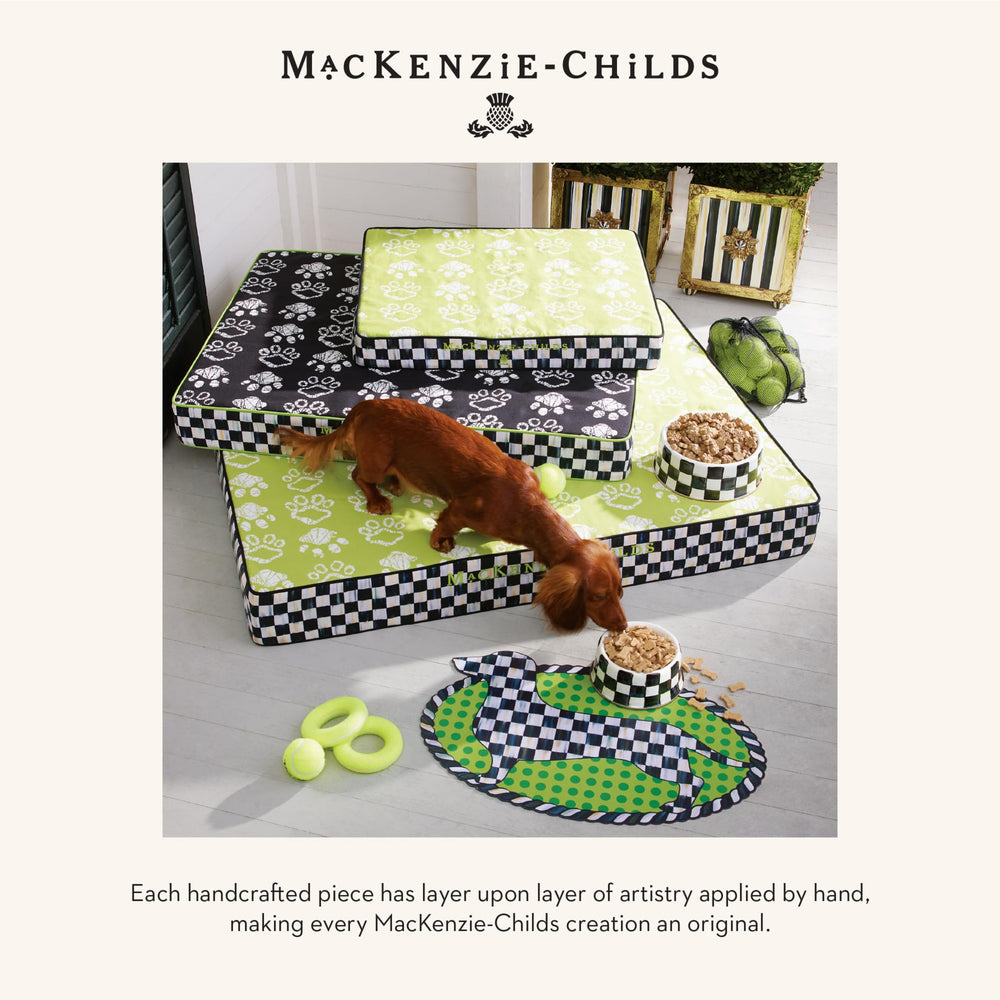 MACKENZIE-CHILDS pet bowl packaging shown as a ready gift for pet lovers.