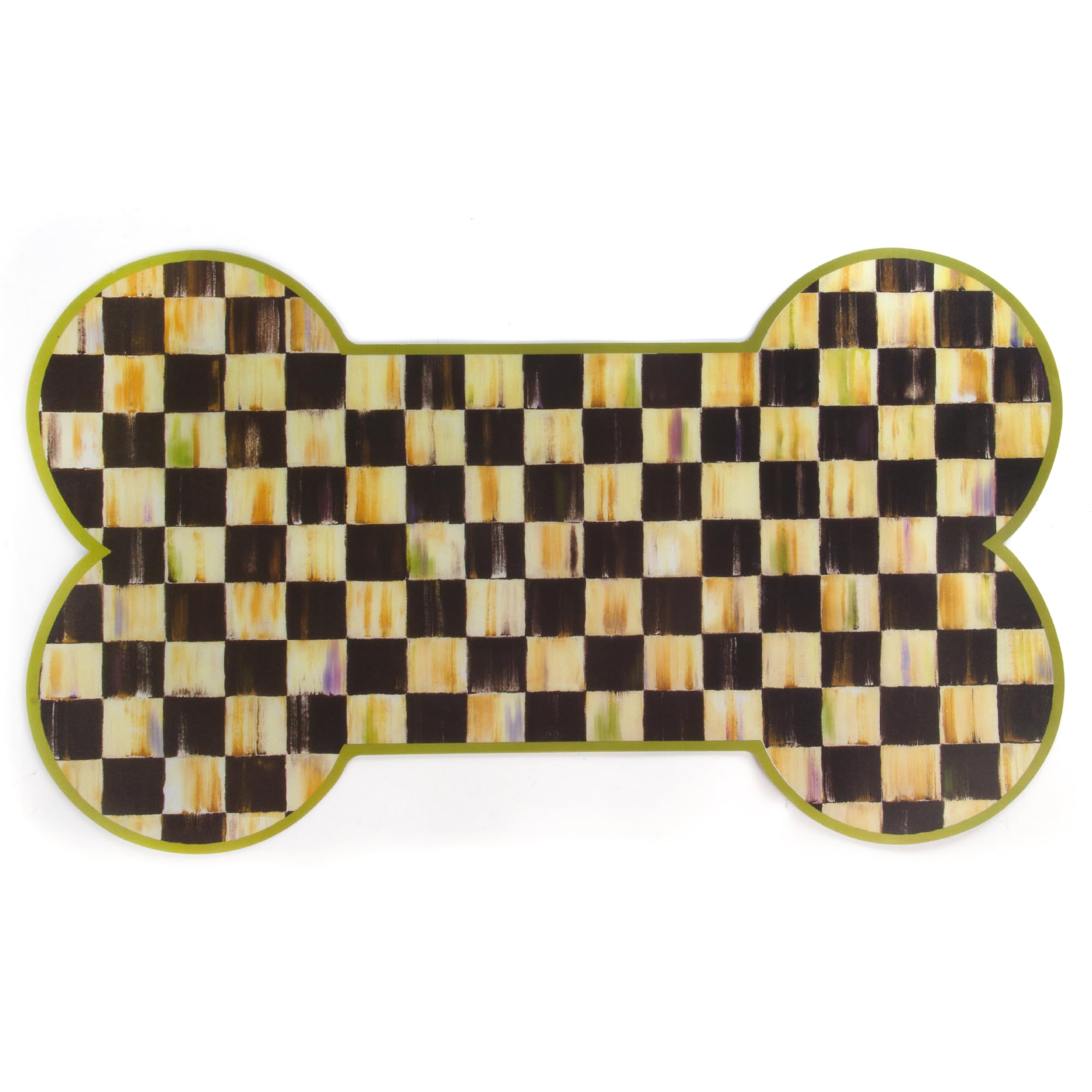 MACKENZIE-CHILDS Pup Placemat bone-shape design keeps bowls in place for mealtime.