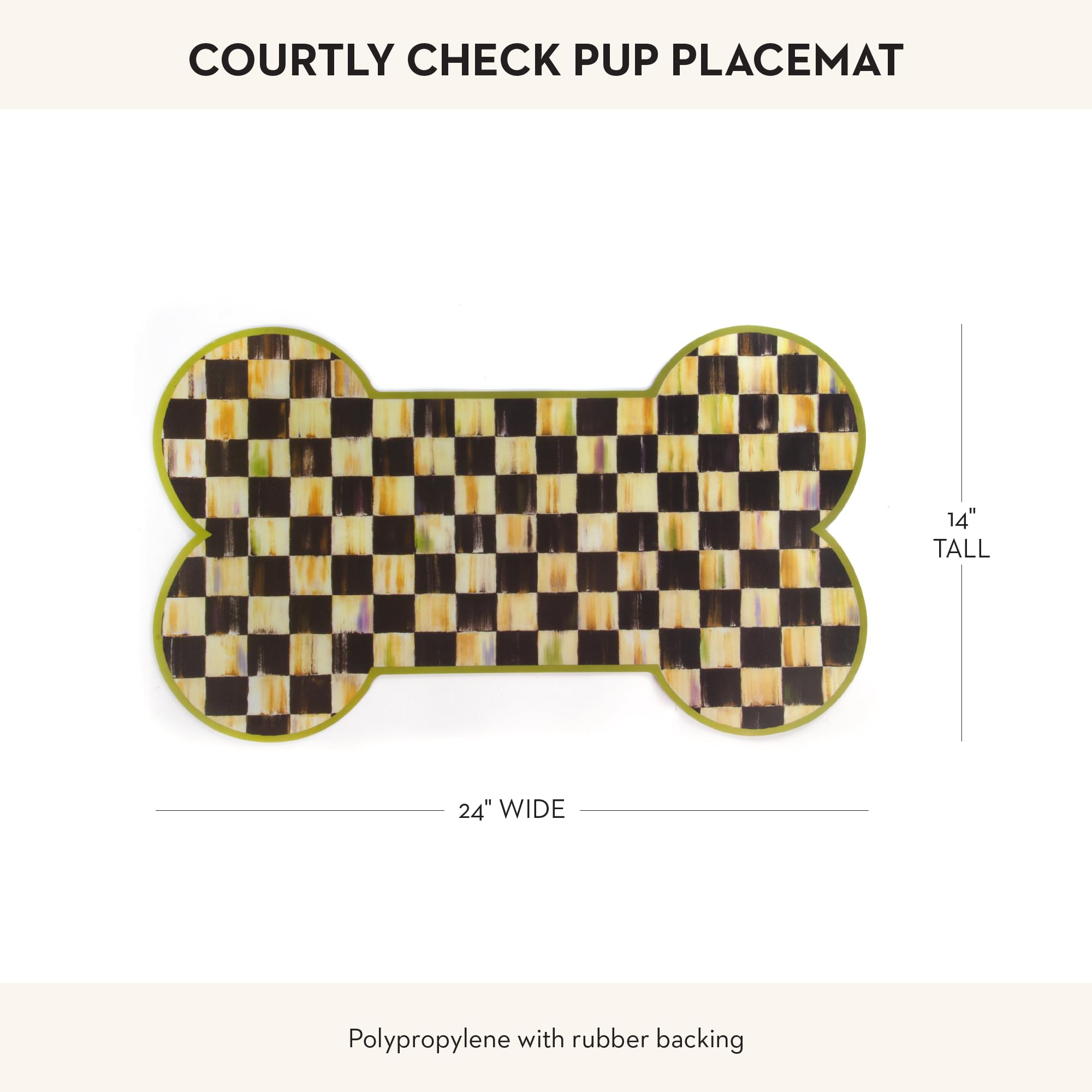 MACKENZIE-CHILDS Pup Placemat suitable for indoor and outdoor pet dining spaces.