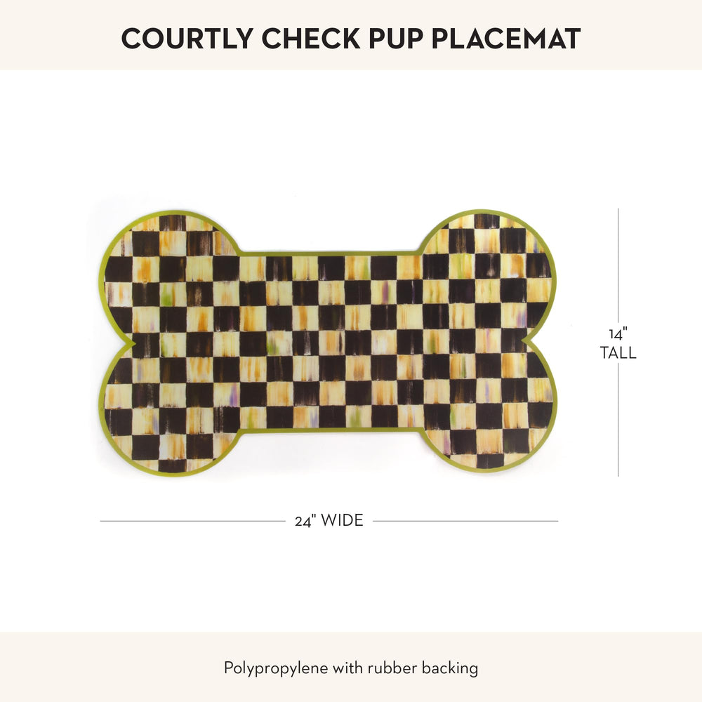 MACKENZIE-CHILDS Pup Placemat suitable for indoor and outdoor pet dining spaces.