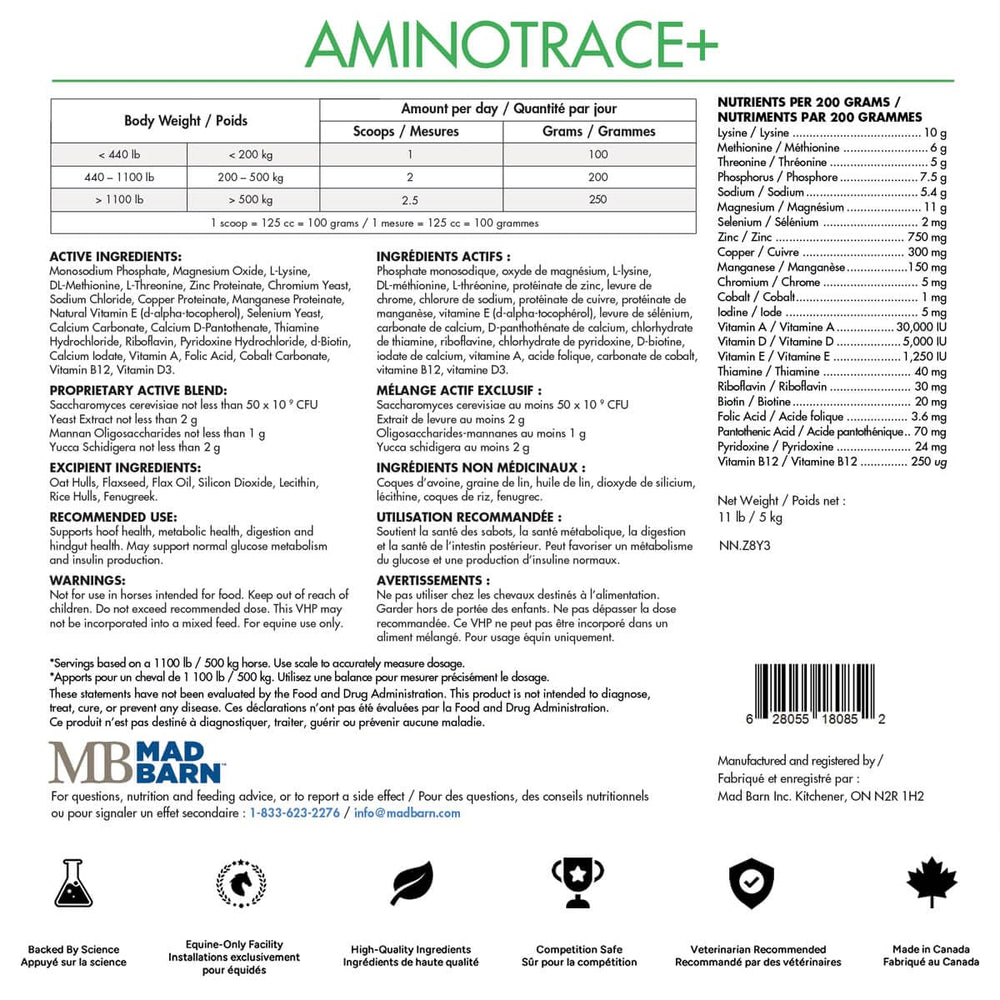 5 kg Mad Barn AminoTrace+ bag front with dense nutrient-rich formula