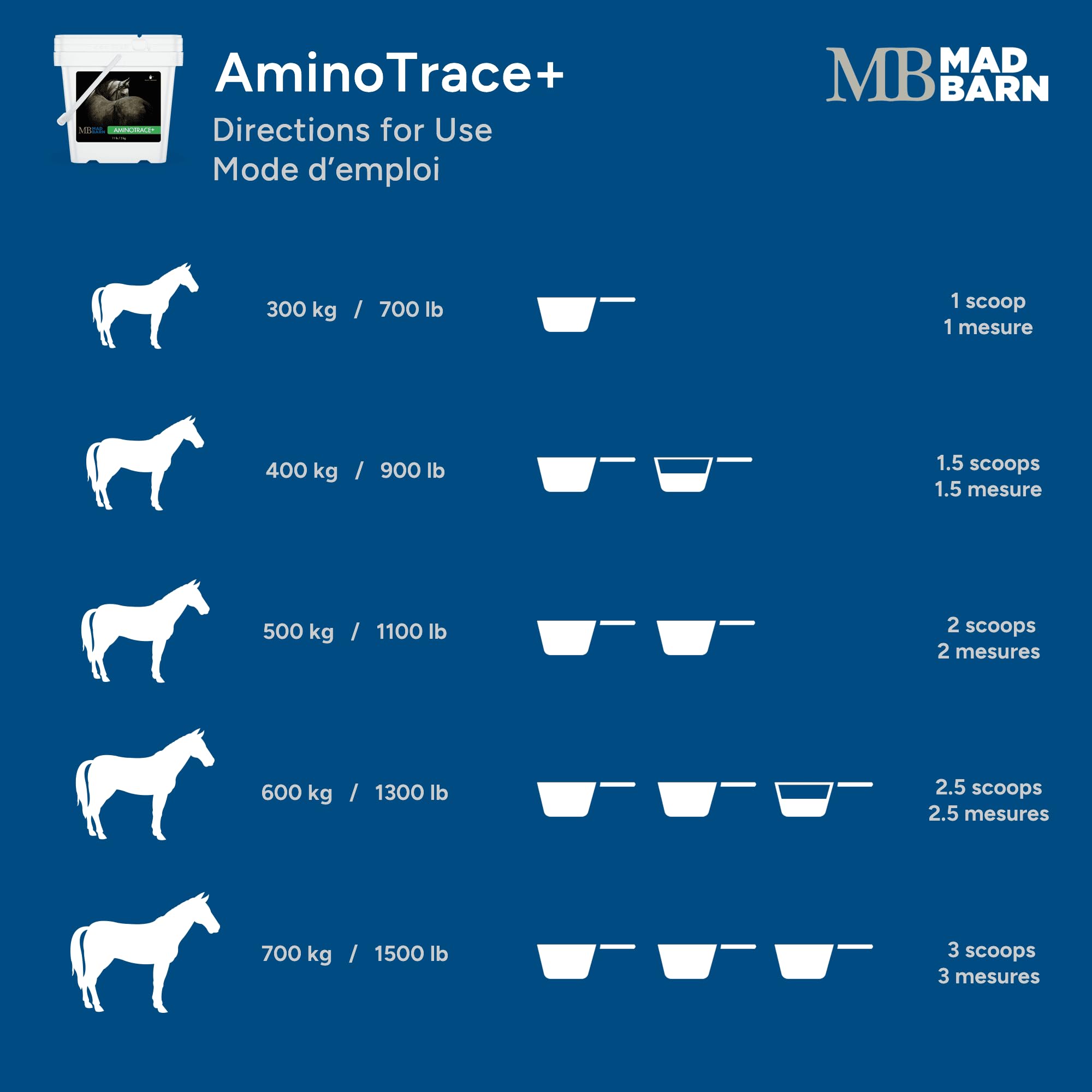 Horse in stable receiving AminoTrace+ during daily feeding routine