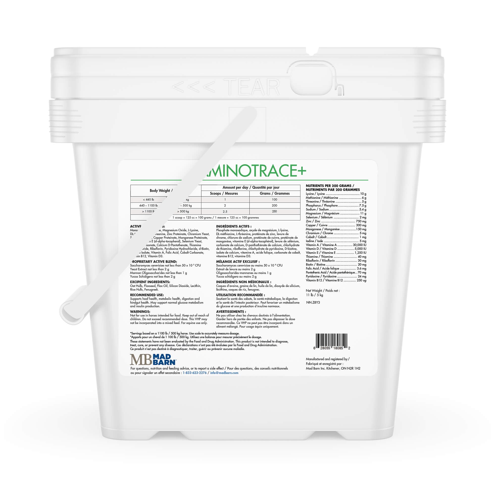 Closeup of Mad Barn AminoTrace+ pellets highlighting palatable form
