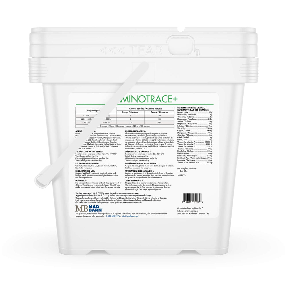 Closeup of Mad Barn AminoTrace+ pellets highlighting palatable form