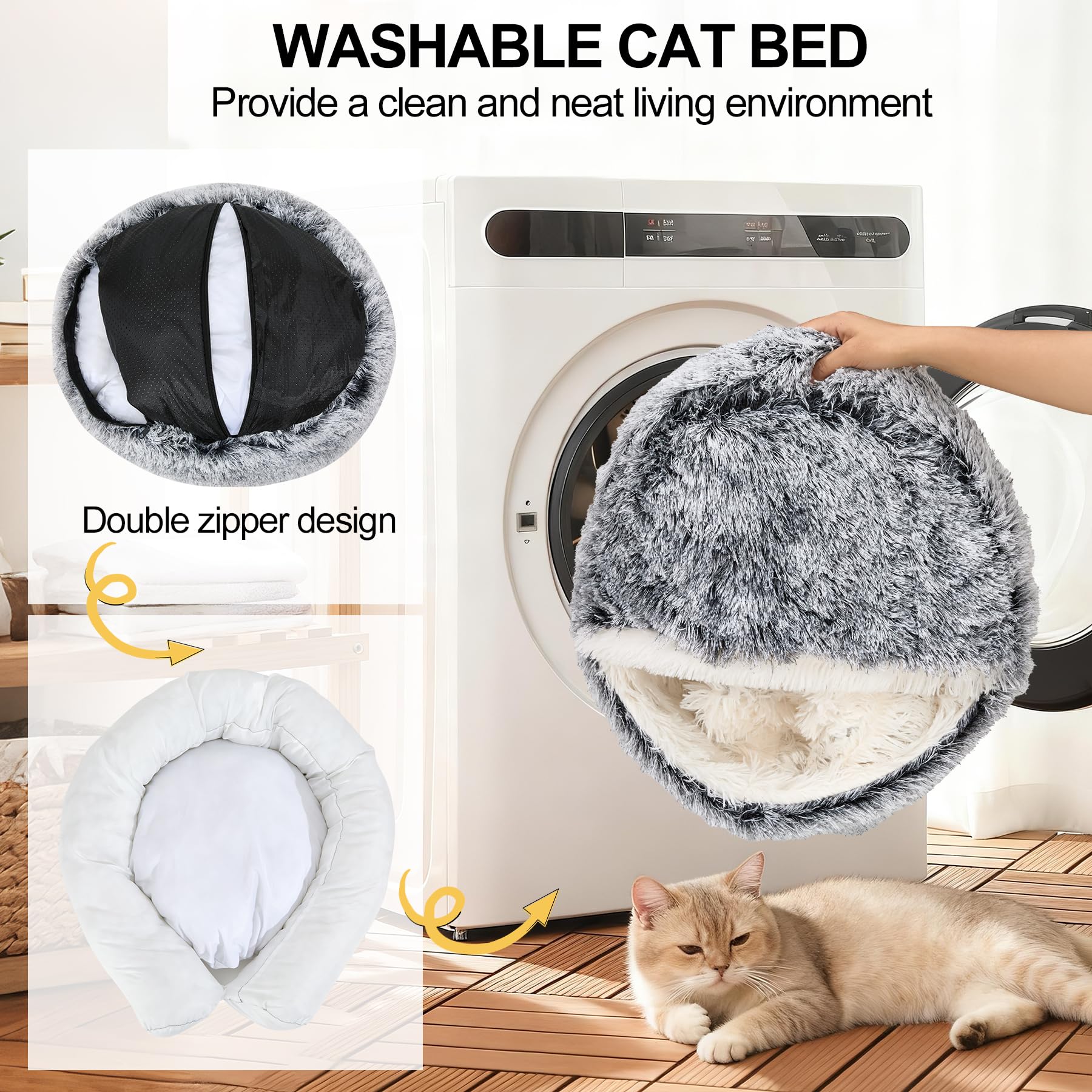 MADDEMCUTE cozy round bed in grey supports restful lounging
