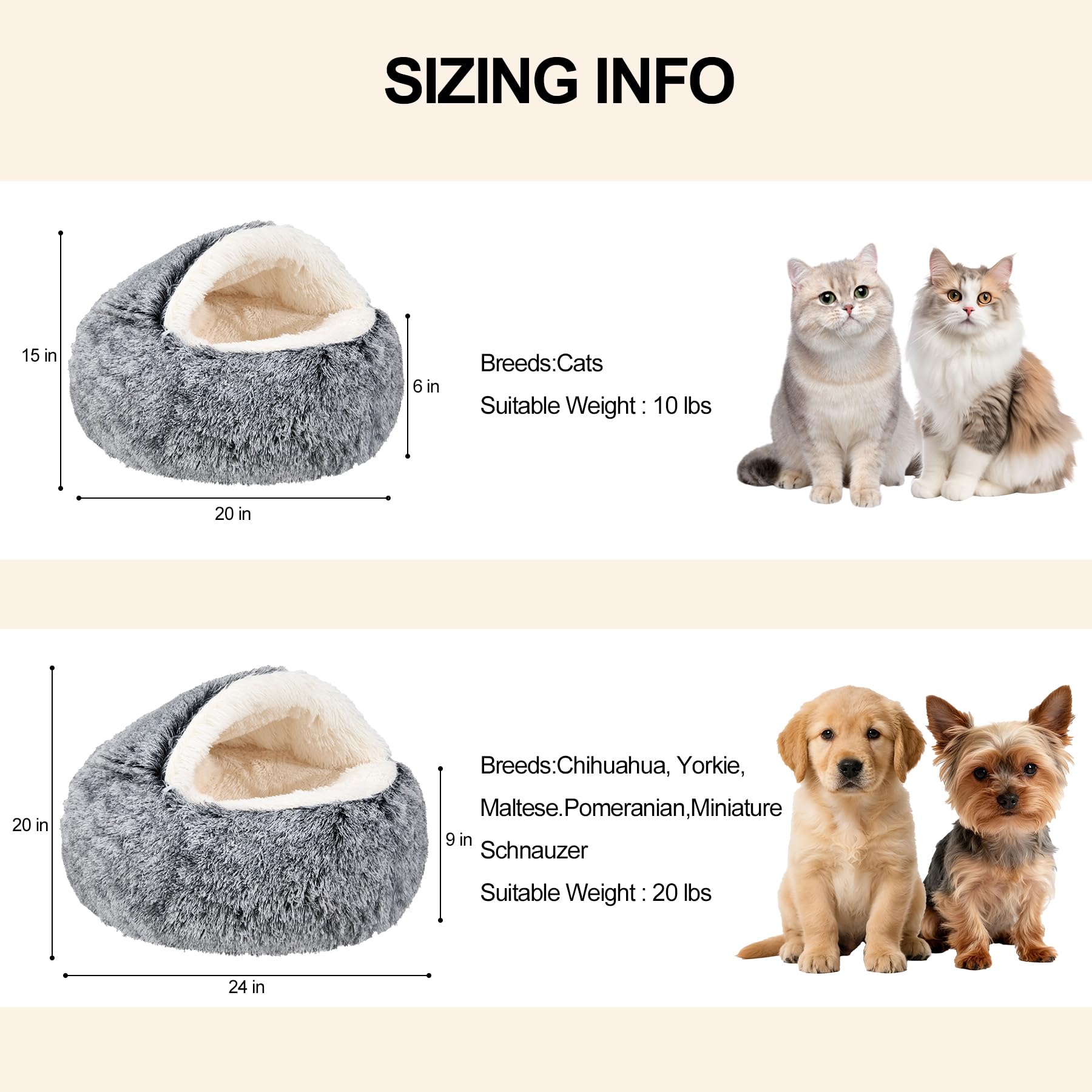 MADDEMCUTE hooded pet nest provides secure lounging space