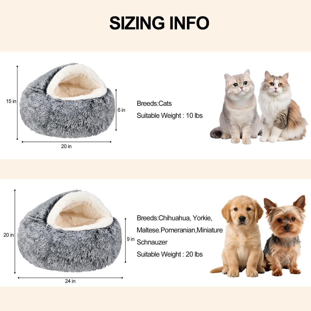 MADDEMCUTE hooded pet nest provides secure lounging space