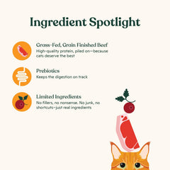 Made by Nacho bone broth cat topper close-up ingredients show natural produce