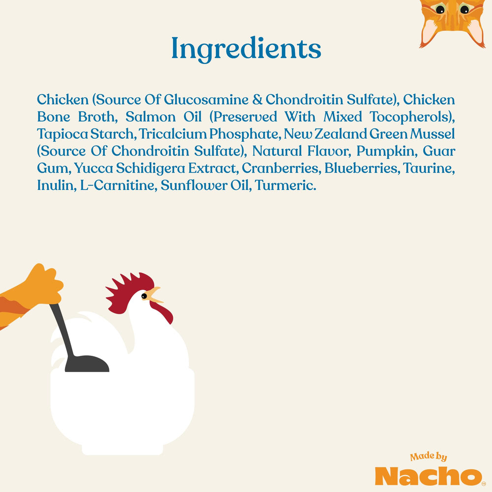 Made by Nacho Bone & Joint Purée packaging 18-count display.