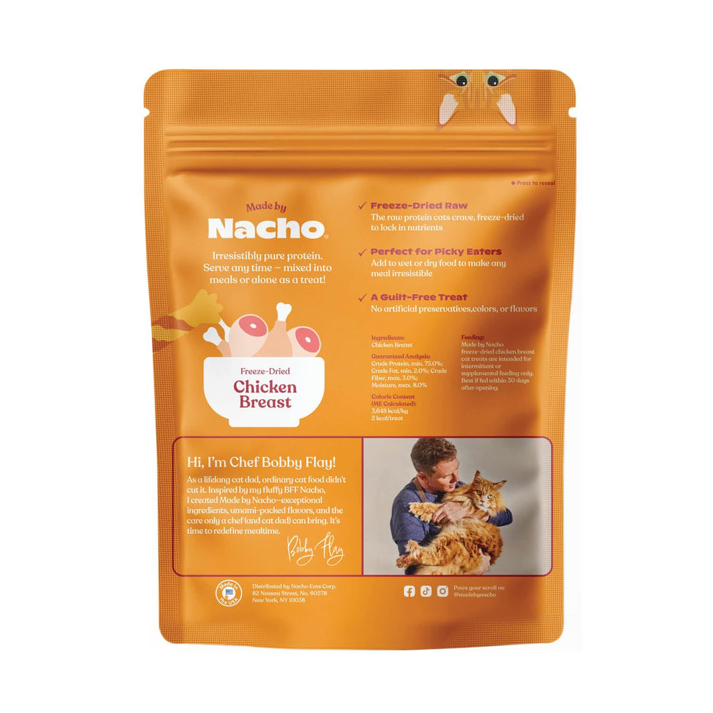 Closeup of Made by Nacho topper chunks showing crunchy texture cats may crave.