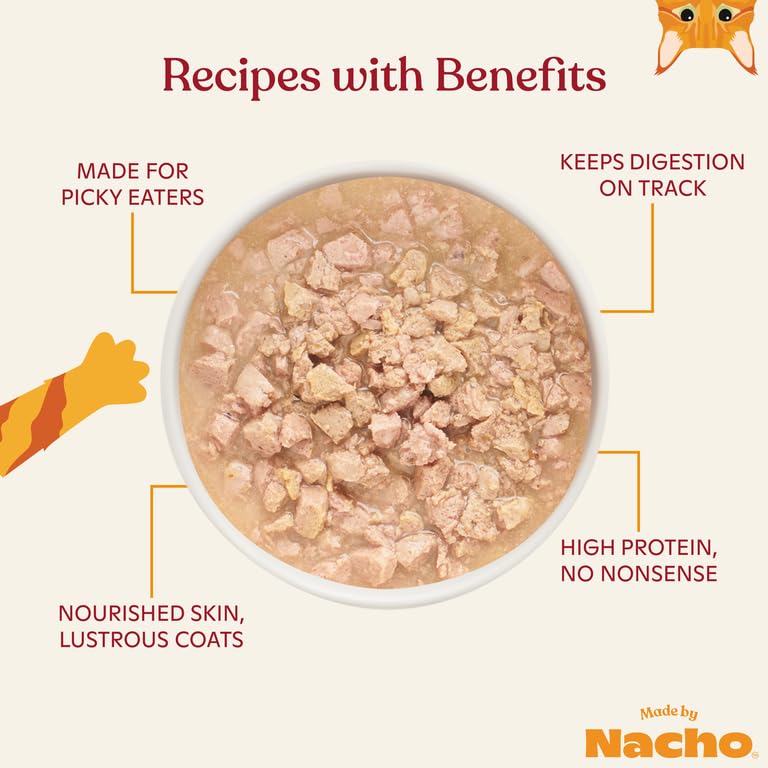Made by Nacho wet cat food with prebiotics to support digestion.
