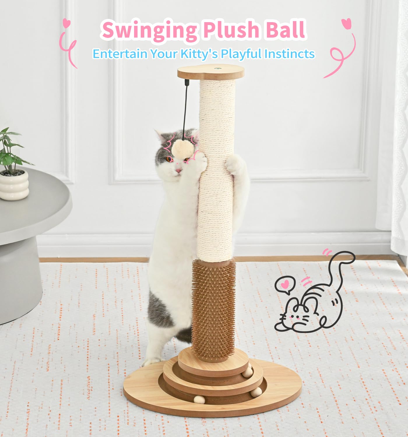 MADE 4 PETS beige cat scratcher enhances room decor while protecting furniture.