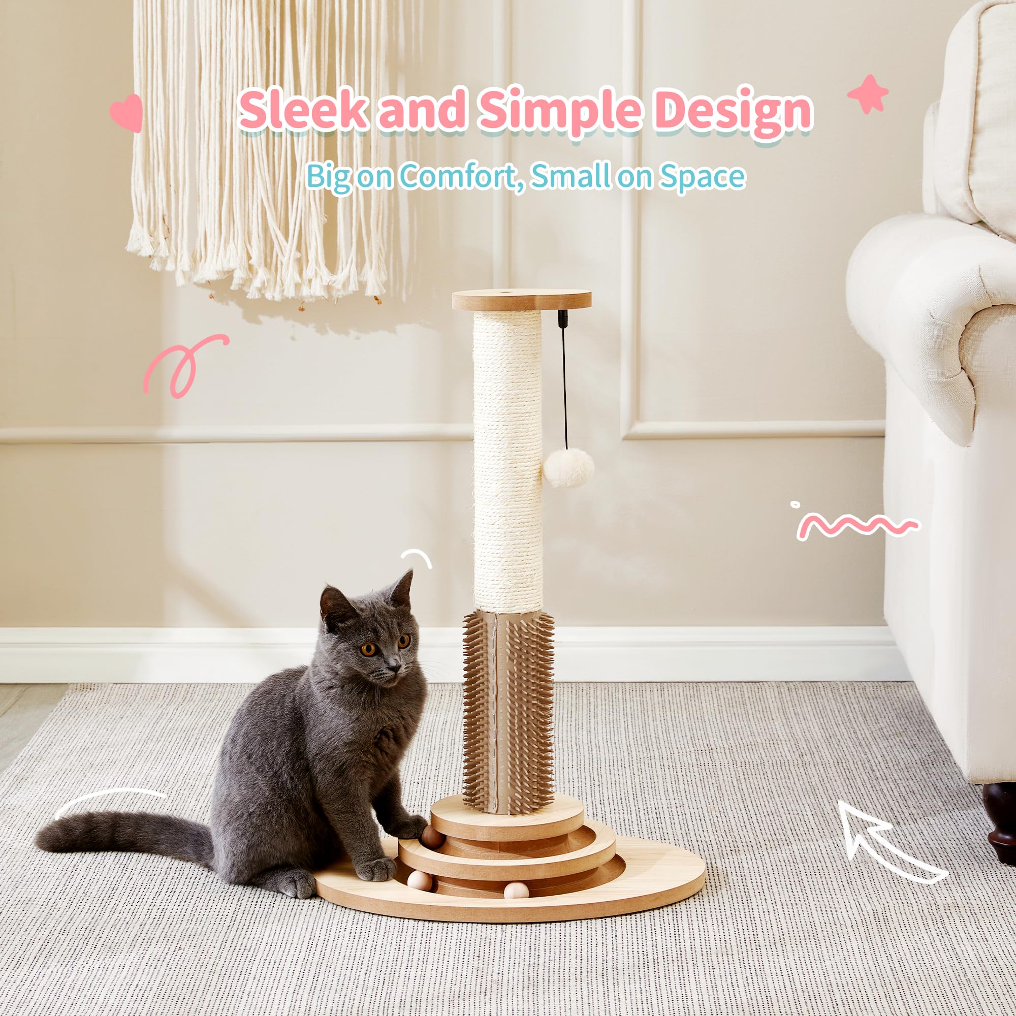 Made4Pets cat massage brush helps relax and groom in one station.