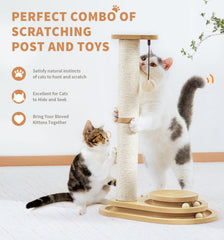 Made4Pets scratch post shows 3-tier track for multi-level batting and chasing
