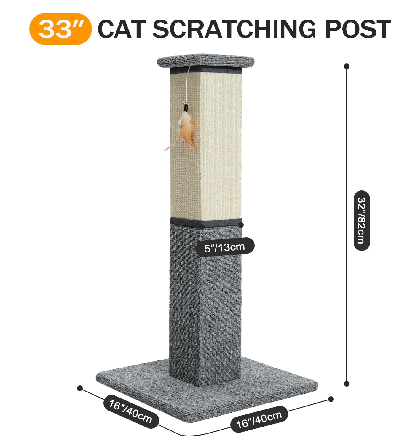 Made4Pets cat scratching post with carpet lower for gentle paw contact and texture variety.