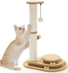 Made4Pets Cat Scratching Post with top ball enhances play and claw conditioning