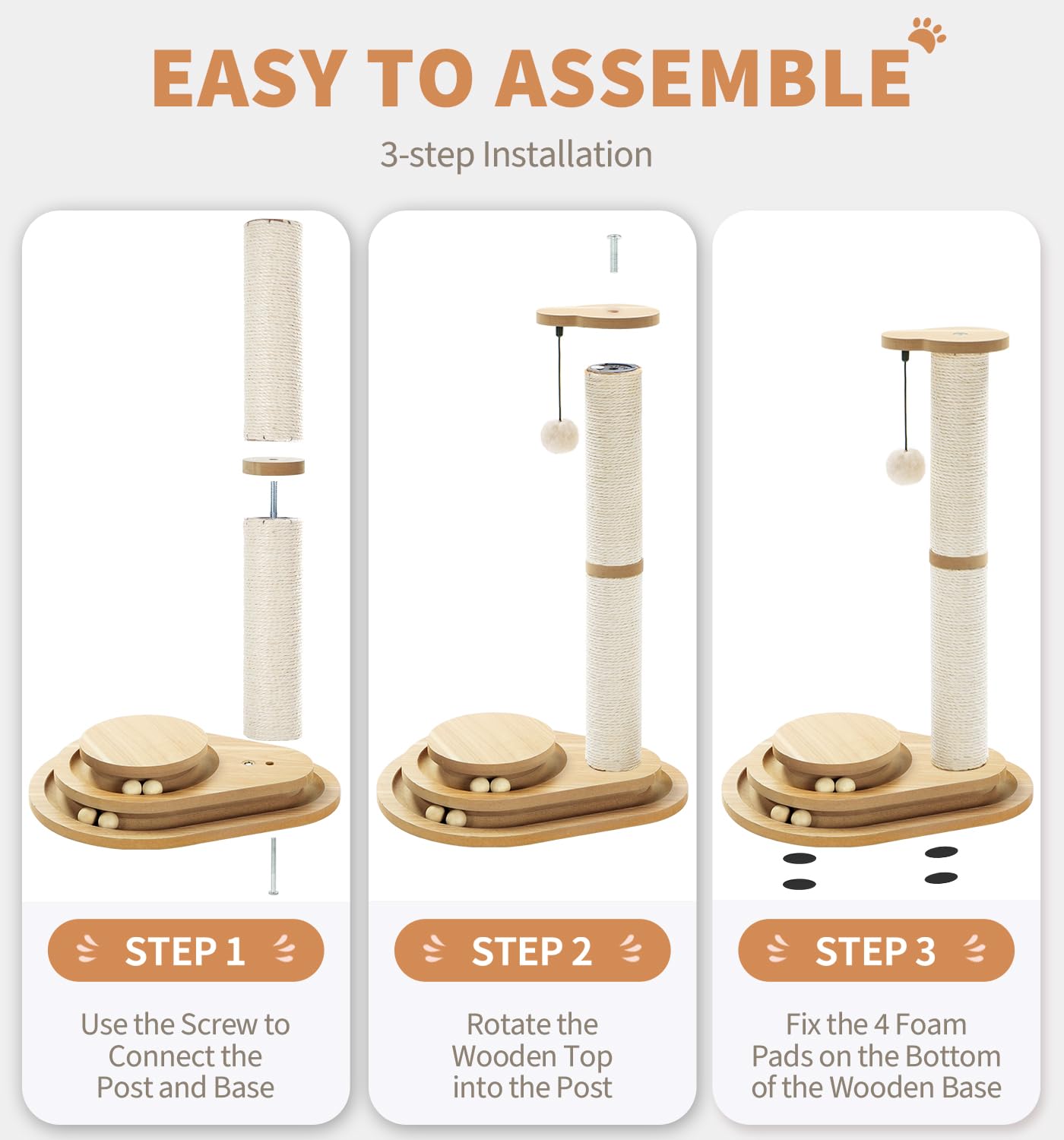 Sturdy wooden base prevents tipping during lively play