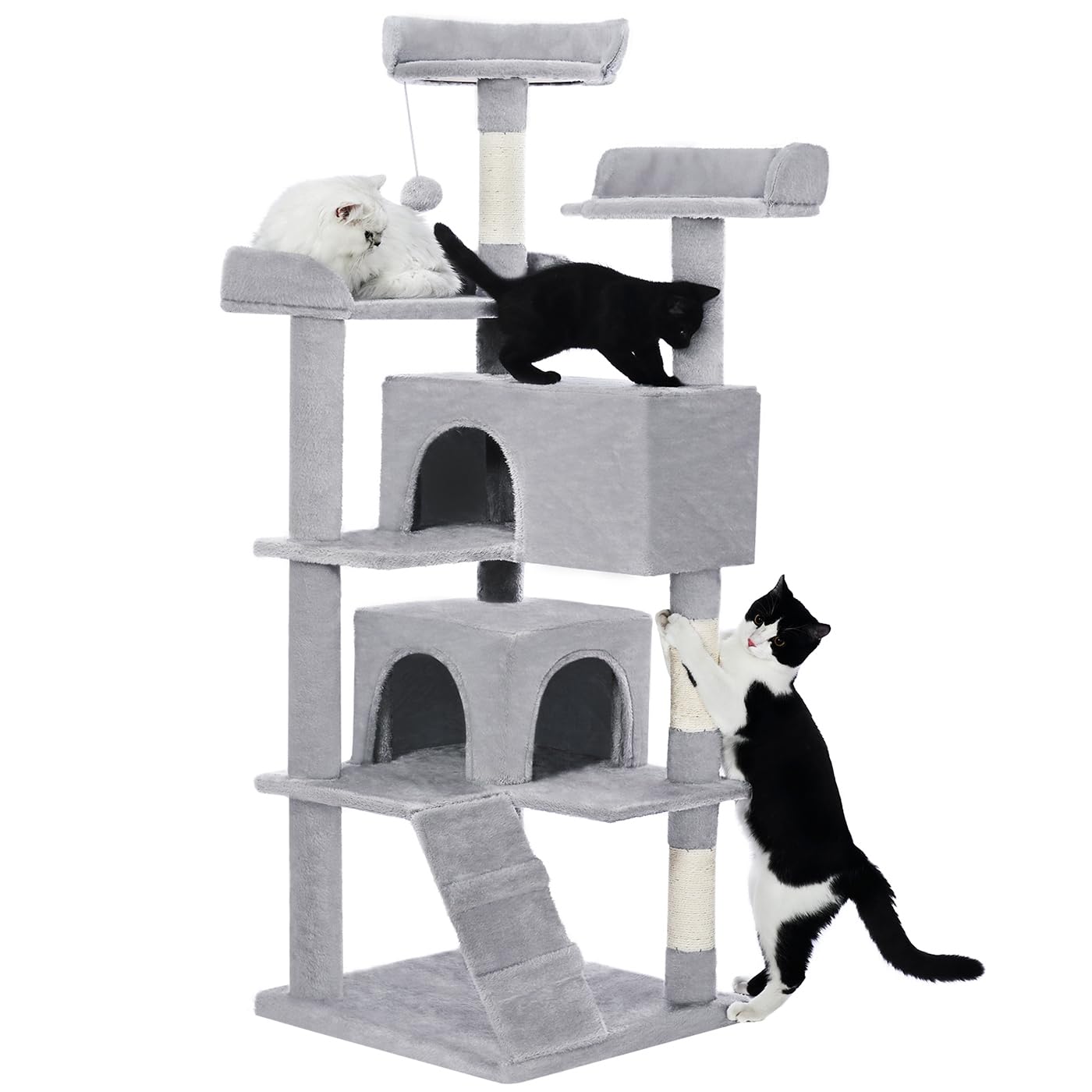 Made4Pets cat tree 54in tower offers vertical climbing space for indoor cats.
