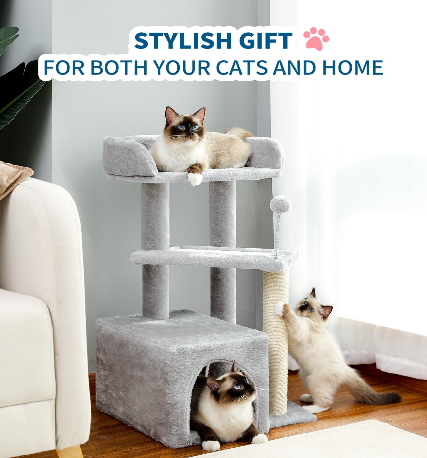 MADE 4 PETS cat tree fits apartments and multi-cat homes with style