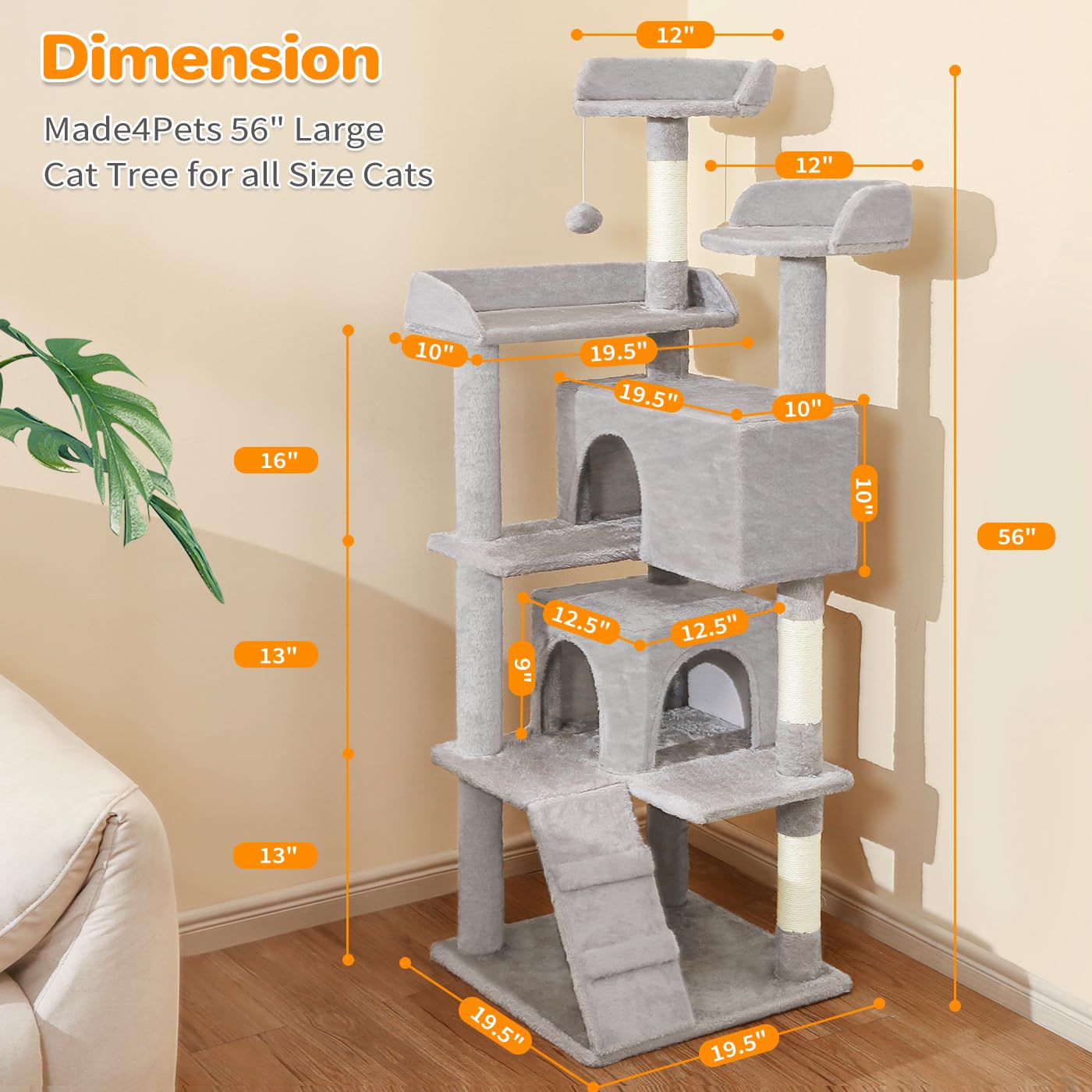 Made4Pets cat tree space-saving vertical design for homes.