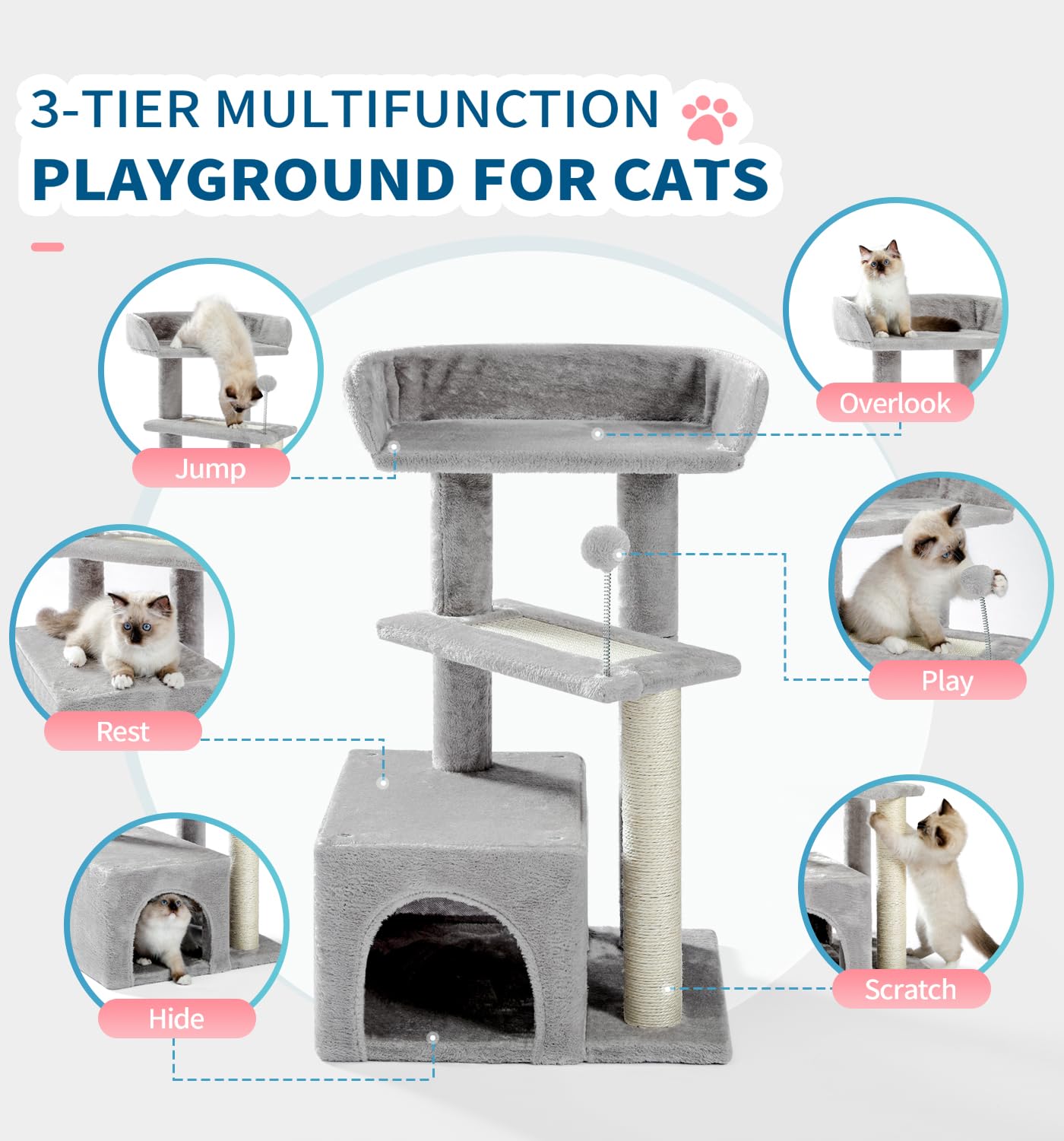 MADE 4 PETS cat tree top bed provides elevated vantage for curious cats