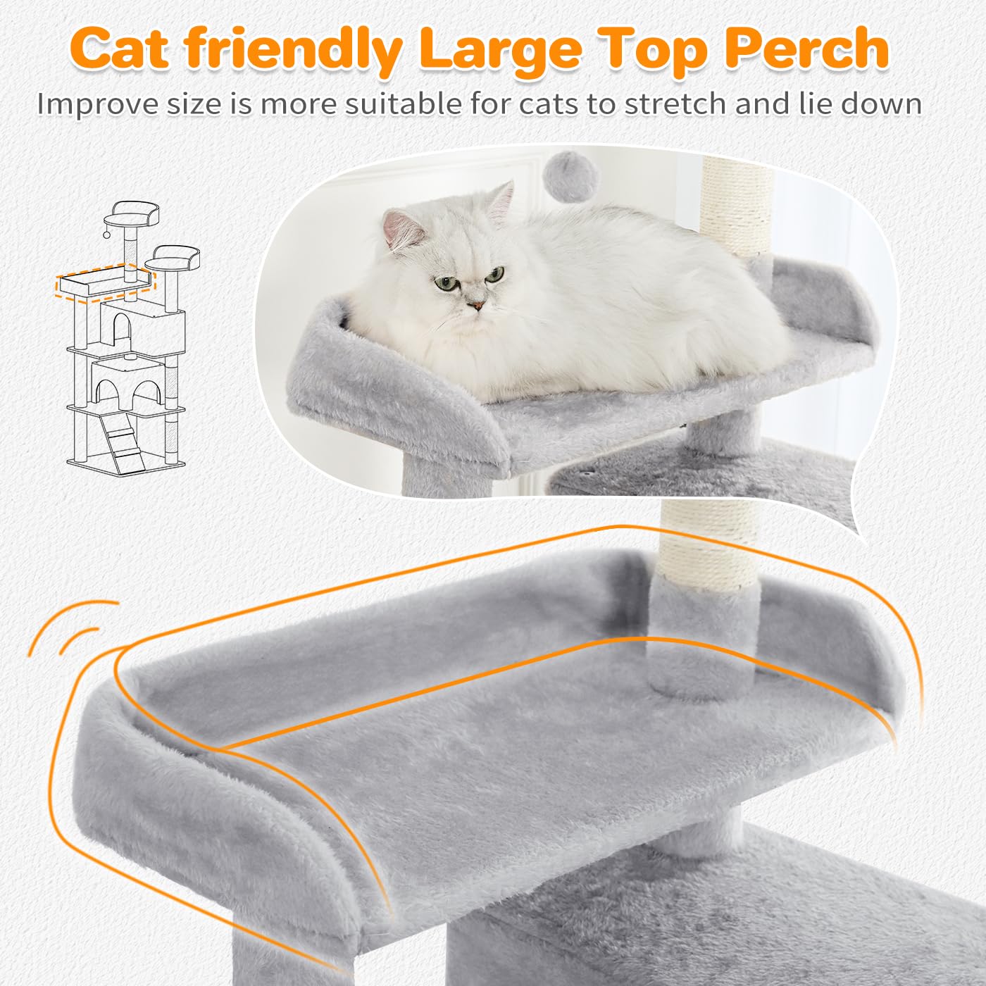 Made4Pets cat tree wide base enhances stability during play.