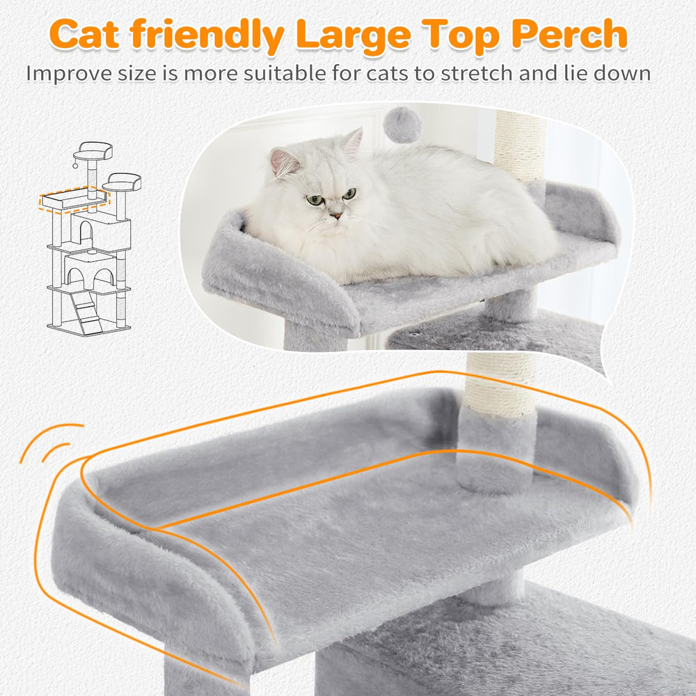 Made4Pets cat tree wide base enhances stability during play.
