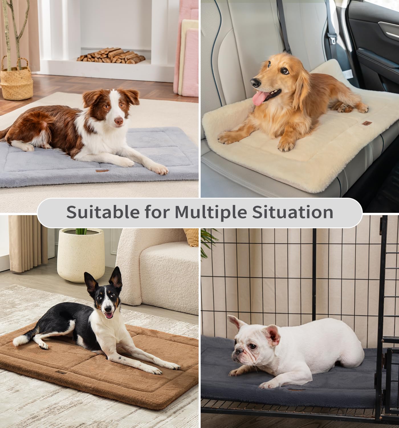 MADE 4 PETS large 41x29 crate pad shown in dark gray