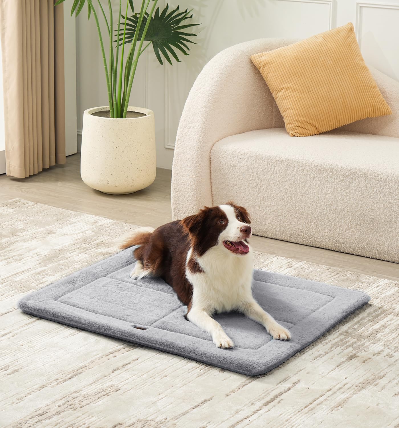 Made4Pets soft gray faux fur adds plush touch to corners