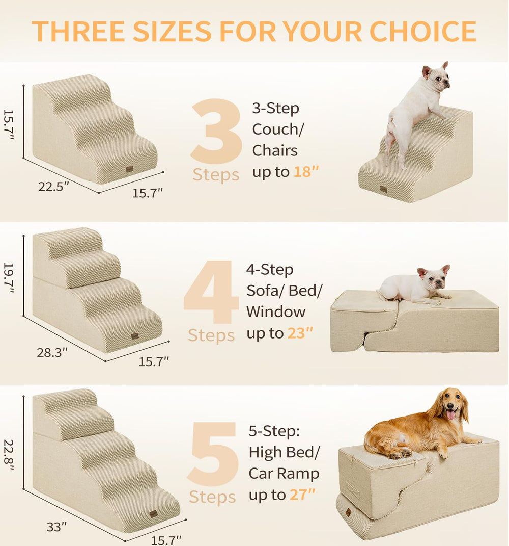 Made4Pets dog stairs 5-step side view, supports safe climbing